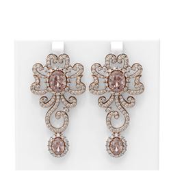 14.35 ctw Morganite & Diamond Earrings 18K Rose Gold