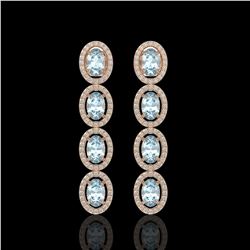 4.68 ctw Aquamarine & Diamond Micro Pave Halo Earrings 10k Rose Gold