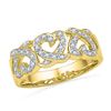 Image 1 : 10kt Yellow Gold Round Diamond Triple Heart Band Ring 1/5 Cttw