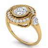 Image 2 : 1.9 ctw Certified VS/SI Diamond Art Deco 3 Stone Ring 14k Yellow Gold