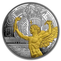 2017 France 5 oz Silver ??50 Treasures of Paris (Bastille Genius)