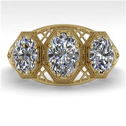 2 ctw VS/SI Oval Cut Diamond Ring Art Deco 14k Yellow Gold