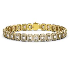 13.56 ctw Emerald Cut Diamond Micro Pave Bracelet 18K Yellow Gold