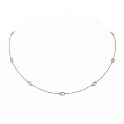 4.5 ctw Marquise Diamond Station Necklace 18K Rose Gold