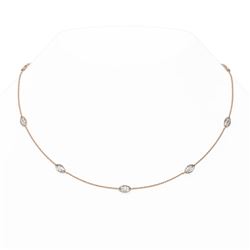 4.5 ctw Marquise Diamond Station Necklace 18K Rose Gold