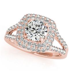 1.35 ctw Certified VS/SI Diamond Halo Ring 18k Rose Gold