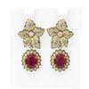 Image 1 : 9.09 ctw Ruby & Diamond Earrings 18K Yellow Gold