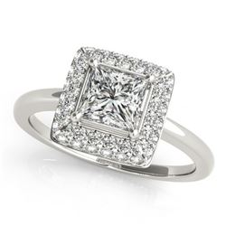 0.8 ctw Certified VS/SI Princess Diamond Halo Ring 14k White Gold