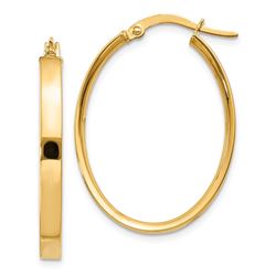 14k 19 mm Oval Hoop Earrings