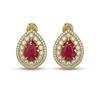 Image 1 : 9.74 ctw Certified Ruby & Diamond Victorian Earrings 14K Yellow Gold