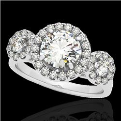 1.75 ctw Certified Diamond Solitaire Halo Ring 10k White Gold