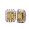 Image 2 : 10.49 ctw Canary Citrine & Diamond Earrings 18K Rose Gold