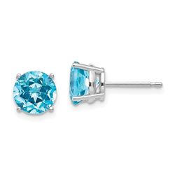 14k White Gold 7 mm Blue Topaz Earrings