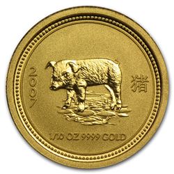 2007 Australia 1/10 oz Gold Lunar Pig BU (Series I)