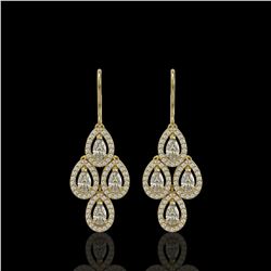 3.07 ctw Pear Cut Diamond Micro Pave Earrings 18K Yellow Gold