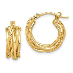 14k Yellow Gold Polished Braided Hoop Earrings - 34 mm