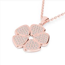 0.80 ctw Micro Pave VS/SI Diamond Designer Necklace 14k Rose Gold