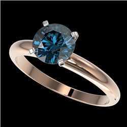 1.52 ctw Certified Intense Blue Diamond Engagment Ring 10k Rose Gold