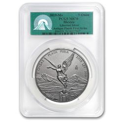 2019 Mexico 5 oz Silver Libertad Antiqued Finish MS-70 PCGS (FS)