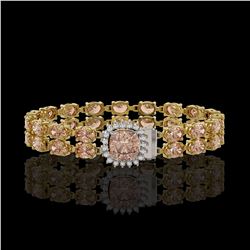 16.93 ctw Morganite & Diamond Bracelet 14K Yellow Gold