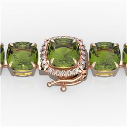 40 ctw Green Tourmaline & Micro VS/SI Diamond Bracelet 14k Rose Gold