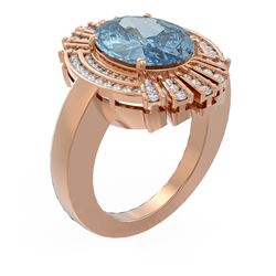 6.52 ctw Blue Topaz & Diamond Ring 18K Rose Gold