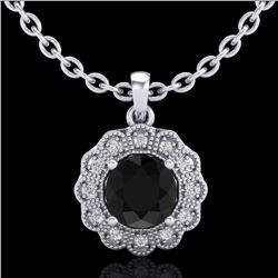 1.15 ctw Fancy Black Diamond Art Deco Stud Necklace 18k White Gold