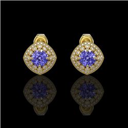 5.09 ctw Tanzanite & Diamond Victorian Earrings 14K Yellow Gold