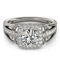 1.3 ctw Certified VS/SI Diamond Solitaire Halo Ring 14k White Gold