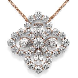 2.5 ctw Pear Cut Diamond Designer Necklace 18K Rose Gold