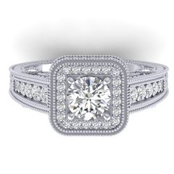 2 ctw Certified VS/SI Diamond Art Deco Halo Ring 14k White Gold
