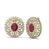 Image 2 : 13.01 ctw Ruby & Diamond Earrings 18K Yellow Gold