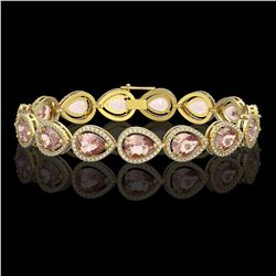19.55 ctw Morganite & Diamond Micro Pave Halo Bracelet 10k Yellow Gold