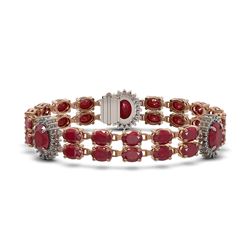 34.17 ctw Ruby & Diamond Bracelet 14K Rose Gold