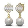 Image 2 : 2.98 ctw Diamond & Pearl Earrings 18K Yellow Gold