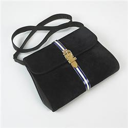 Gucci purse Italy c. 1970 navy suede an