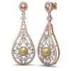 Image 2 : 5.93 ctw Diamond & Pearl Earrings 18K Rose Gold