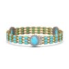 Image 2 : 23.14 ctw Turquoise & Diamond Bracelet 14K Yellow Gold