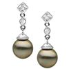 Image 1 : Black Tahitian Round Pearl and Diamond Royale Dangle Earrings