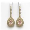 Image 1 : 8.35 ctw Morganite & Diamond Victorian Earrings 14K Yellow Gold