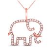 Image 1 : 10kt Rose Gold Round Diamond Elephant Animal Pendant 1/6 Cttw
