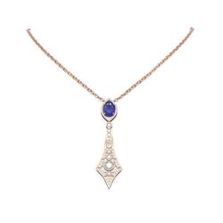 5.1 ctw Sapphire & Diamond Necklace 18K Rose Gold