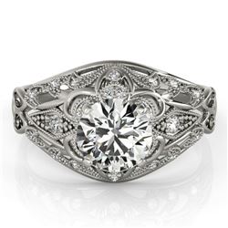 0.87 ctw Certified VS/SI Diamond Antique Ring 18k White Gold