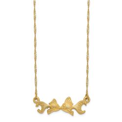 14k Yellow Gold Brushed Kissing Fish Necklace - 17 in.