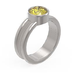 1.5 ctw Fancy Yellow Diamond Ring 18K White Gold