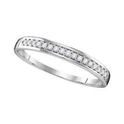 10kt White Gold Round Diamond Wedding Band Ring 1/10 Cttw