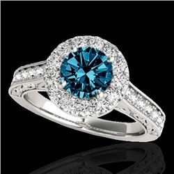 2.22 ctw SI Certified Fancy Blue Diamond Halo Ring 10k White Gold