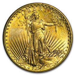 1910-S $20 Saint-Gaudens Gold Double Eagle AU