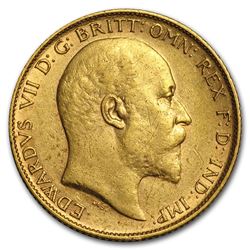 1902-1910 Great Britain Gold 1/2 Sovereign Edward VII Avg Circ