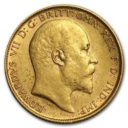 1902-1910 Great Britain Gold 1/2 Sovereign Edward VII Avg Circ